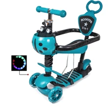 Самокат Scooter "Божья коровка" 5in1. Turquoise (многофункциональный, с бортиком) - 993914621: Количество колес 3