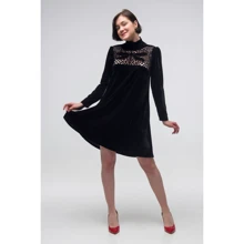 Платье FLFashion Соната ТПС 2851 42-44 черное повседневное до середины бедра: Состав Хлопок, Полиэстер