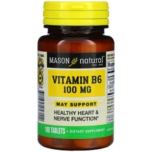 Mason Natural Vitamin B6 100 mg Вітамін B6 100 таблеток: Тип вітамін B