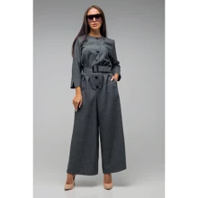 Комбинезон FLFashion Сириус СКС2651 M графитовый: Состав Лен, Вискоза