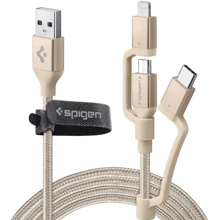 Кабель Spigen USB Cable to Lightning/microUSB/USB-C Essential C10i3 1.5m Gold (000CB23018): Тип USB Cable - Lightning/microUSB/USB-C