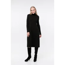 Платье Sewel PW722 One Size черное повседневное удлиненное миди: Состав Акрил, Шерсть, Эластан