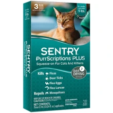 Капли Sentry PurrScriptions Plus от блох и клещей для котов весом до 2.2 кг 3х0.7 мл: Тип Капли