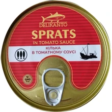 Килька Delikanto в томатном соусе 240 г (4751025310709): Вес нетто 240 г