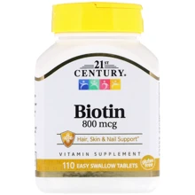 21st Century Biotin, High Potency 800 mcg 110 Tabl Биотин: Тип Витамин B