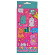 Олівці Yes 12 кольорів Lovely cats (290533): Тип кольорові