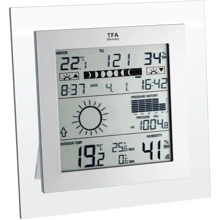 TFA "Square Plus", 188х34х188 мм: Метео вимірювання Атмосферний тиск, Зовнішня температура, Внутрішня вологість, Внутрішня температура, Схід / захід сон