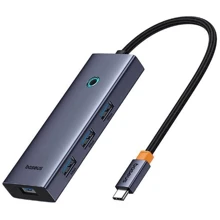 Адаптер Baseus Adapter UltraJoy USB-C to 3xUSB3.0+HDMI+USB-C Gray (B00052801811-01): Колір серый