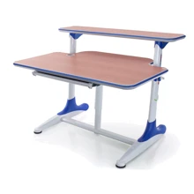 Стол Mealux Platon WB Beech с полкой (арт.BD-205 WB Beech+полка BD-PK5) - столешница бук / накладки на ножках синие: Тип Парта