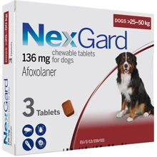 Жевательные таблетки от блох и клещей NexGard 136 мг для собак 25-50 кг 3 штуки упаковка цена за 1 таблетку: Тип Таблетки