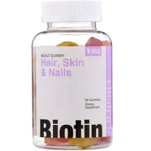 T-RQ Hair Skin & Nails Biotin Біотин для волосся, шкіри та нігтів фруктовий смак 60 жувальних цукерок: Форма випуску Таблетки жевательные