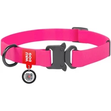 Нашийник для собак WAUDOG Waterproof c QR-паспортом металева пряжка-фастекс 20 ммx24-40 см рожевий (27867): Виробник WAUDOG