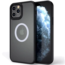 Чехол для iPhone Mobile Case TPU+PC Metal Buttons with MagSafe Black for iPhone 12 Pro Max: Цвет черный