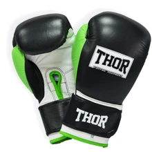 Перчатки боксерские THOR TYPHOON 10oz /Кожа /черно-зелено-белые: undefined undefined