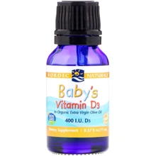 Nordic Naturals Baby's Vitamin D3 400 IU 0.37 fl oz (11 ml) Вітамін D3 для маленьких дітей: Тип вітамін D