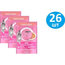 Влажный корм Purina One Junior для котят и беременных кошек с лососем и морковью в соусе 26х85 г (7613038224466): Тип Влажный корм