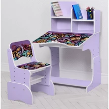 Дитяча парта з надбудовою та стільцем Bambi W 2071-106-4 Орнамент Лаванда: Вік дитини от 4-х лет