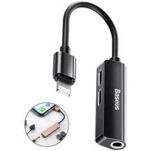 Адаптер Baseus Adapter L52 Lightning для 2xLightning+3.5mm Black (CALL52-01): Колір черный