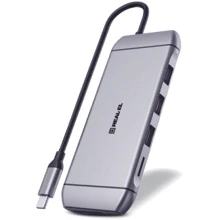Адаптер REAL-EL Adapter USB-C to HDMI + USB-C + VGA + 3xUSB + RJ45 Space Grey (EL123110003): Колір сірий