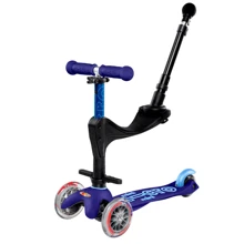 Самокат MICRO Mini 3in1 Deluxe Plus – Синий (до 50 kg, до 20 kg с сидением, 3-х кол.) MMD080: Количество колес 3