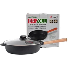 Сковорода Brizoll Optima чугунная с крышкой 240х65см (O2460-P-C): Тип сковороды Традиционная