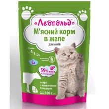Влажный корм для кошек Леопольд Мясной корм Ассорти с говядиной и сердцем в желе 100 г х 24 шт. (4820185491693-24): Тип Влажный корм