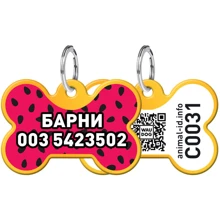 Адресник WAUDOG Smart ID с QR-паспортом, рисунок "Арбуз", кость, 31х21 мм, золото (0631-0049-17-gr): Производитель WAUDOG