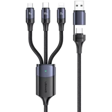 Кабель Usams USB/USB-C Cable to Lightning/microUSB/USB-C Triple Head 3in1 100W 1.2m Black (US-SJ511): Тип USB-C - Lightning/microUSB/USB-C