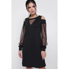 Платье FashionUp PL-1660B-48 48 черное повседневное до середины бедра: Состав Вискоза, Эластан