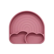Тарілка Twins силіконова секційна на присосці Rainbow dark pink (TR-03-24): Матеріал силикон