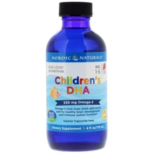 Nordic Naturals Children's DHA 530 mg 4 fl oz (119 ml) Strawberry Рыбий жир (жидкий) для детей со вкусом клубники: Тип Омега 3