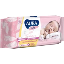 AURA Baby Детские влажные салфетки 60 шт.: Тип Влажные салфетки