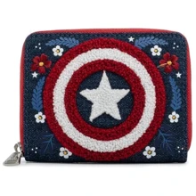 Жіночий гаманець Loungefly LF Marvel Captain America 80th Anniversary Floral Shield ZIP синій (MVWA0157): Стать жіночий