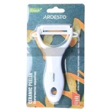 Овощечистка Ardesto Fresh 13.5х7.8 см (AR8340W): Лезвие Камни из карбида и керамики