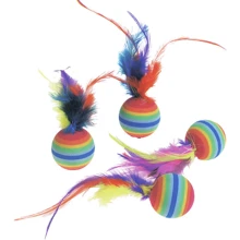 Мяч Flamingo Rainbow Ball радужный с перьями для котов 4 шт. 3 см (42984): undefined undefined