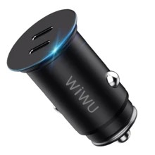 Зарядное устройство WIWU Car Charger 2xUSB-C PC400 40W Black: Кабель в комплекте отсутствует