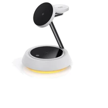 Зарядное устройство WIWU Wireless Charger Base Station Zinc Alloy Wi-W002 15W White for iPhone 16 I 15 I 14 I 13 I 12 series, Apple Watch and Apple AirPods: Особенности Для Apple Watch, MagSafe