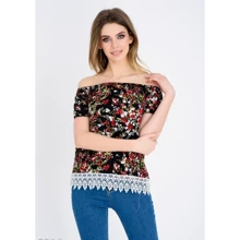Блуза ISSA PLUS 5216 42 черная с коротким рукавом: Сезон Лето