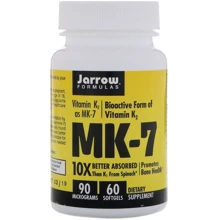 Jarrow Formulas MK-7 Vitamin K2 as MK-7 90 mcg 60 Softgels Витамин К2: Форма выпуска Капсулы