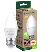 Светодиодная лампа ENERLIGHT С37 9Вт 3000K E27 (C37E279SMDWFR): Тип цоколя E27