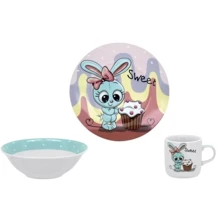 Набір дитячий на 1 персону з 3 предметів Limited Edition Sweet Bunny (C523): Матеріал кераміка