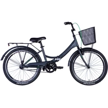 Велосипед ST 24" Formula SMART тормозная рама- 15" с багажником задн St с корзиной Pl с крылом St 2024 черный (м) (OPS-FR-24-388): Диаметр колес, дюймов 24