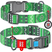 Нашийник WAUDOG Nylon з QR-паспортом, малюнок "Етно зелений", пластиковий фастекс 15 мм 23-35 см зелений (4632): Виробник WAUDOG