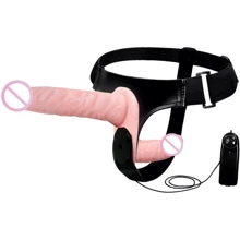 Страпон с вибрацией Ultra Passionate Harness Doble Heads Flesh: Для кого Для женщин