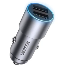 Зарядное устройство Ugreen Car Charger USB+USB-C CD130 24W 2.4A Gray (50592): Кабель в комплекте отсутствует