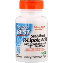Doctor's Best Best Stabilized R-Lipoic Acid 200 mg 60 Veggie Caps R-ліпоєва кислота з биоусиление Na-RALA: Тип Альфа-ліпоєва кислота