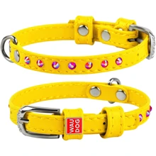 Ошейник WAUDOG Glamour с клеевыми стразами 12 мм 21-29 см желтый (32688): Производитель WAUDOG