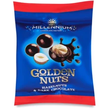 Драже Millennium Golden nuts фундук у чорному шоколаді 50 г (4820005195589): Вага, г 50