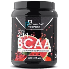 Аминокислота для спорта Powerful Progress BCAA 2:1:1 + Glutamine 500 g /50 servings/ Watermelon: Вкус Арбуз