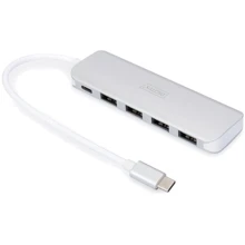 Адаптер Digitus Adapter USB-C to 4xUSB+USB-C Silver (DA-70242-1): Колір белый